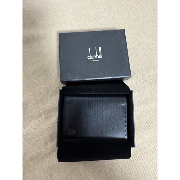 Dunhill London Passport Holder Bifold Wallet Black Leather Made in France Boxed - Picture 1 of 12